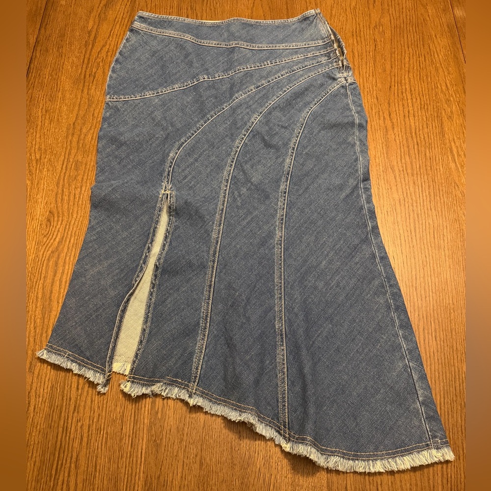Anthropologie Pilcro Medium Blue Asymmetrical Paneled Denim Skirt NWT - Picture 4 of 8